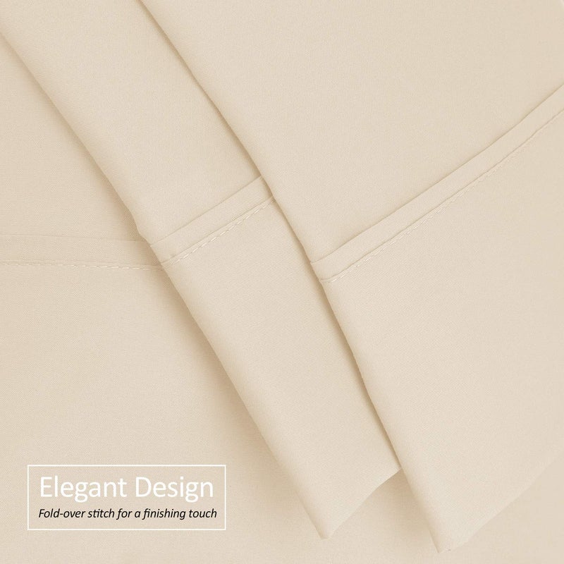 Nestl Body Pillow Cover Soft Pillowcase Lightweight Beige Microfiber 20x54 Inches Envelope Closure, Set of 2 - Image 5